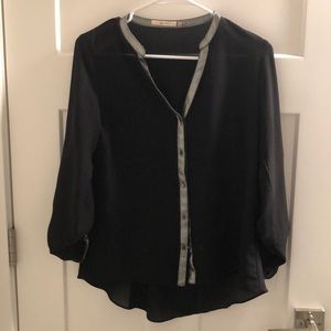 Nordstrom black & silver 3/4 sleeve flowy blouse